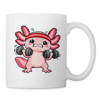 Fitness Axolotl beim Hanteltraining - Tasse - Weiß - Rechts