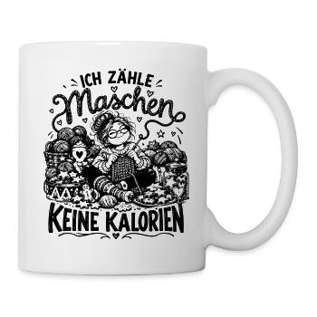 Lustiger Stricken Spruch Ich zähle Maschen... - Tasse - Weiß - Rechts