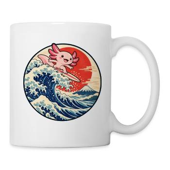 Süßer Axolotl surft auf japanischer Welle - Tasse - Weiß - Rechts