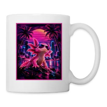 Retro Synthwave Axolotl – 80er Neon Design - Tasse - Weiß - Rechts