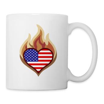 Flammenherz USA Flagge - Tasse - Weiß - Rechts