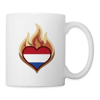 Flammenherz Niederlande Flagge - Tasse - Weiß - Rechts