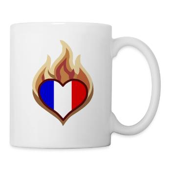 Flammenherz mit Frankreichflagge - Tasse - Weiß - Rechts