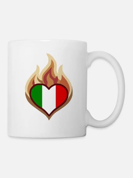 Flammenherz Italienflagge - Tasse - Weiß