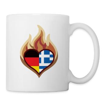 Griechenland Deutschland Flammenherz - Tasse - Weiß - Rechts