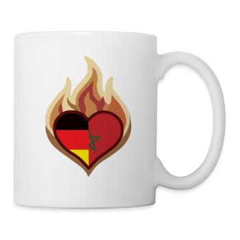 Flammenherz Deutschland-Morocco Flagge - Tasse - Weiß - Rechts