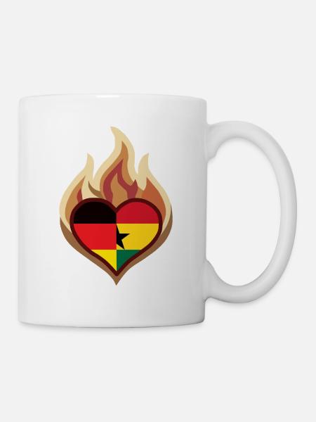 Deutschland Ghana Flammenherz - Tasse - Weiß