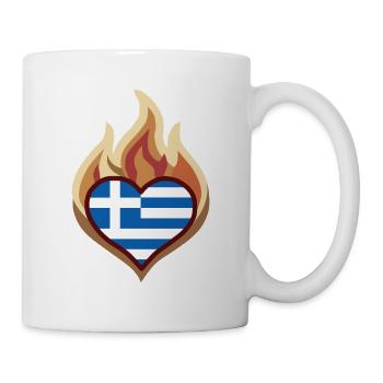 Herzflagge Griechenland Feuer - Tasse - Weiß - Rechts