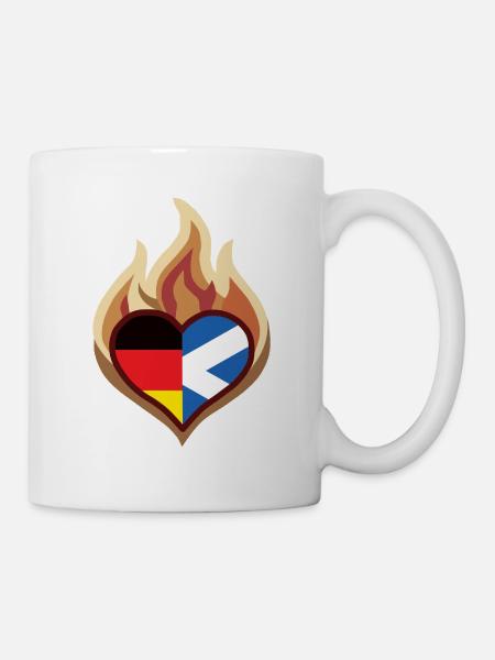 Flammenherz Deutsch-Schottische Leidenschaft - Tasse - Weiß