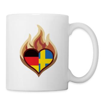 Germany Sweden Flag Heart on Fire - Tasse - Weiß - Rechts