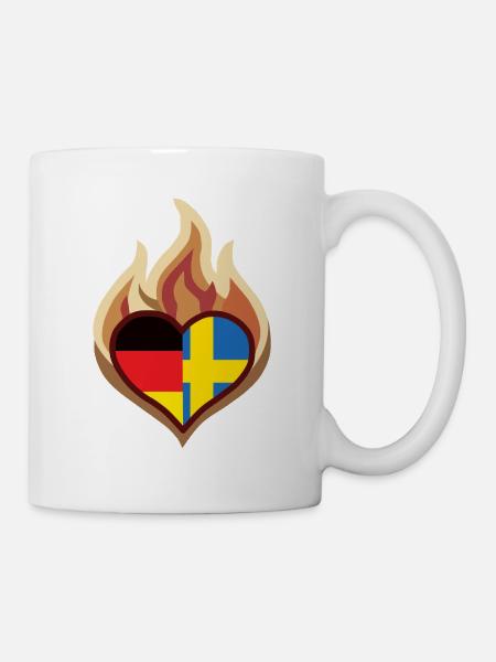 Germany Sweden Flag Heart on Fire - Tasse - Weiß