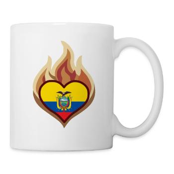Ecuador Flag Heart on Fire - Tasse - Weiß - Rechts