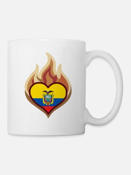 Ecuador Flag Heart on Fire - Tasse - Weiß