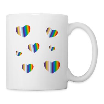 Inklusive Pride-Flagge Herzen - Tasse - Weiß - Rechts