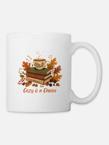 Bücherstapel  Tasse Herbst Design - Tasse - Weiß