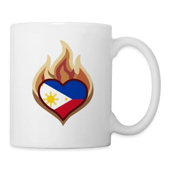 Philippines Flag Heart on Fire - Tasse - Weiß - Rechts