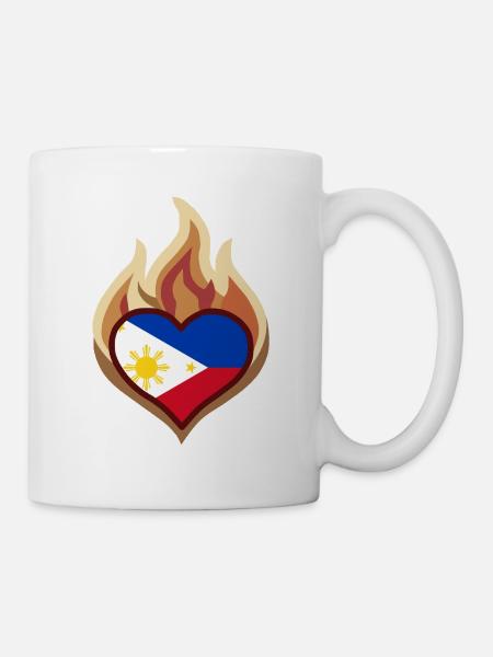 Philippines Flag Heart on Fire - Tasse - Weiß