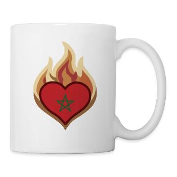 Morocco Flag Heart on Fire - Tasse - Weiß - Rechts