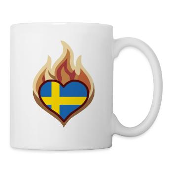 Sweden Flag Heart on Fire - Tasse - Weiß - Rechts