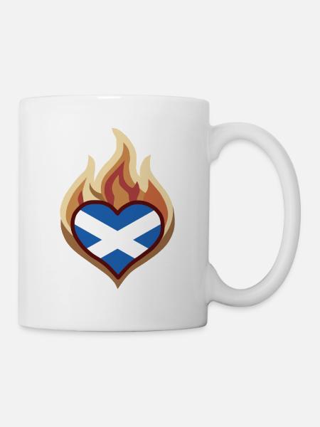Scotland Flag Heart on Fire - Tasse - Weiß