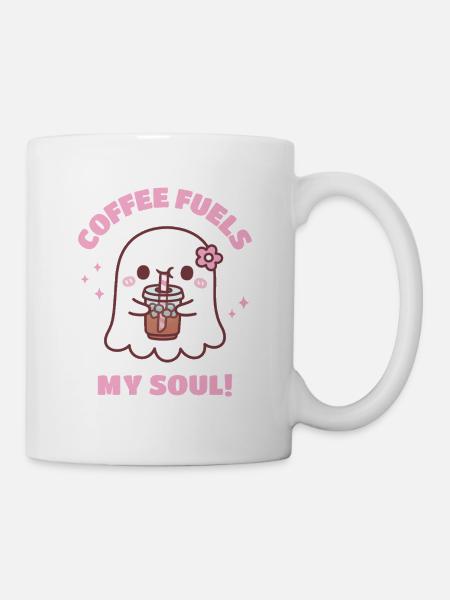 Kaffee nährt meine Seele niedliche Geistergetränke Eiskaffee - Tasse - Weiß