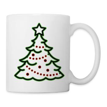 Minimalistischer Tannenbaum Weihnachten Evergreen - Tasse - Weiß - Rechts