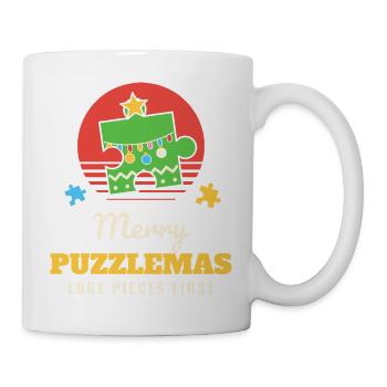 Fröhliche Puzzlemas Lustiges Puzzlepuzzle Weihnachten - Tasse - Weiß - Rechts