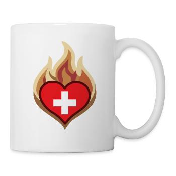 Switzerland Flag Heart on Fire - Tasse - Weiß - Rechts