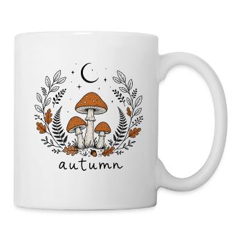 Autumn Herbst Pilze Mond Natur Cottagecore - Tasse - Weiß - Rechts