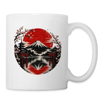 Fuji-Sonnenkreis mit Kirschblüten - Tasse - Weiß - Rechts
