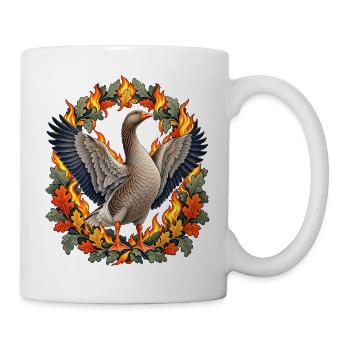 Graugans im Martinsfeuer-Blätterbogen - Tasse - Weiß - Rechts