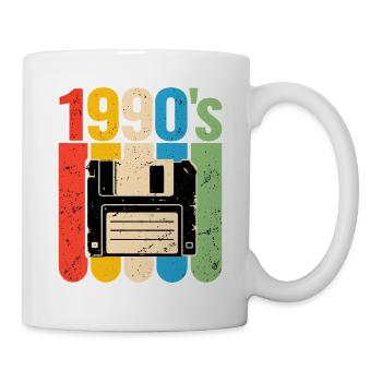 1990er Retro Computer Nostalgie mit Diskette - Tasse - Weiß - Rechts