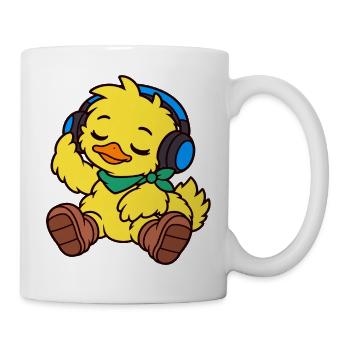 Happy Duck mit Kopfhörern - Tasse - Weiß - Rechts