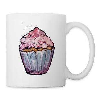 Rosa Aquarell Cupcake - Tasse - Weiß - Rechts