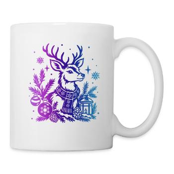 Winterhirsche mit Farbverlauf und Ornamenten - Tasse - Weiß - Rechts