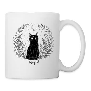 Schwarze Katze Magical Mond Mystisch Cottagecore - Tasse - Weiß - Rechts