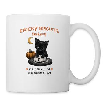 Halloween Katze mit Geisterkeks - Tasse - Weiß - Rechts