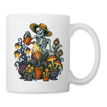 Das Skelett gießt seine Giftpflanzen - Tasse - Weiß - Rechts