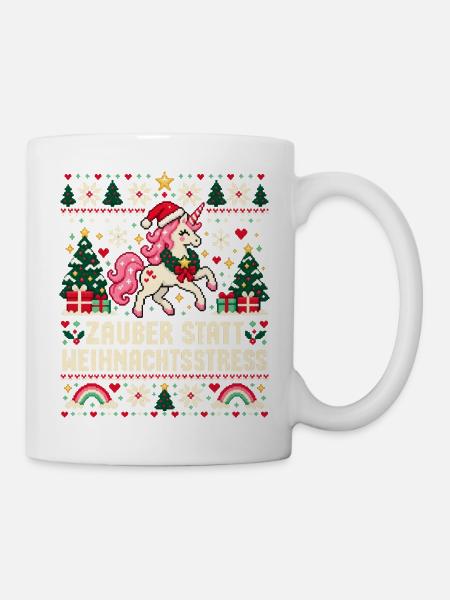 Einhorn - Zauber statt Weihnachtsstress - Tasse - Weiß