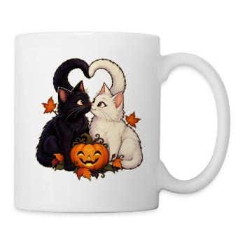 Zwei Katzen und ein Kürbis - Tasse - Weiß - Rechts