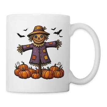 Vogelscheuche auf Kürbissen - Tasse - Weiß - Rechts