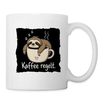 Kaffee regelt Faultier Müde Spruch - Tasse - Weiß - Rechts