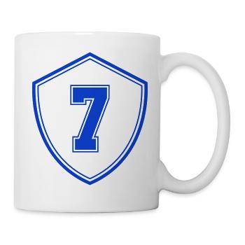 Blaues Sieben Shield Emblem - Tasse - Weiß - Rechts