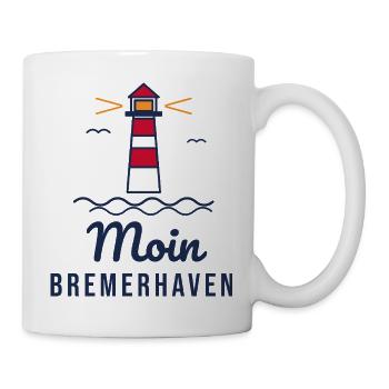 Moin Bremerhaven – Leuchtturm Nordsee Motiv - Tasse - Weiß - Rechts