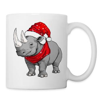Nashörner Weihnachten / Weihnachtsmann Nashorn - Tasse - Weiß - Rechts