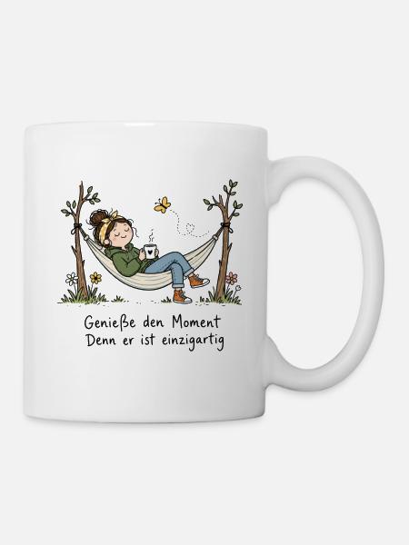 Genieße den Moment Einzigartig Hängematte - Tasse - Weiß