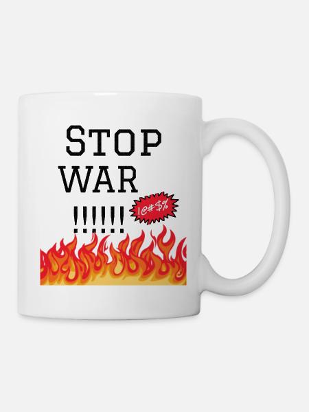 Stop War Flames Protest-Design - Tasse - Weiß