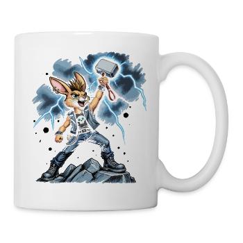 Bunny Punk Serie: Kaninchen-Thor auf Donnerfels - Tasse - Weiß - Rechts