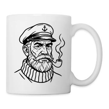 Seemann mit Pfeife - Tasse - Weiß - Rechts