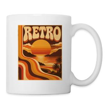 Retro Sonnenuntergang 70er Jahre Vintage Sunset De - Tasse - Weiß - Rechts